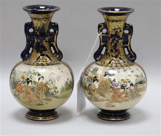 A pair of Satsuma vases 15.5cm